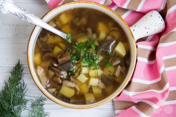 Dried mushroom soup: photo of recipe preparation, step 7