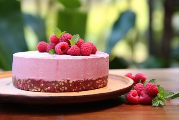 Cheesecake with raspberries without baking is a simple and delicious recipe how to cook step by step