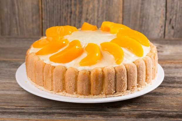 Cake with canned peaches without baking is a simple and delicious recipe, how to cook step by step