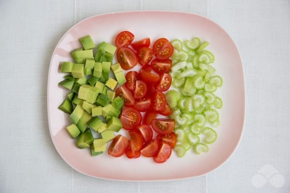 Salad with crab meat and cherry: photo of recipe preparation, step 1