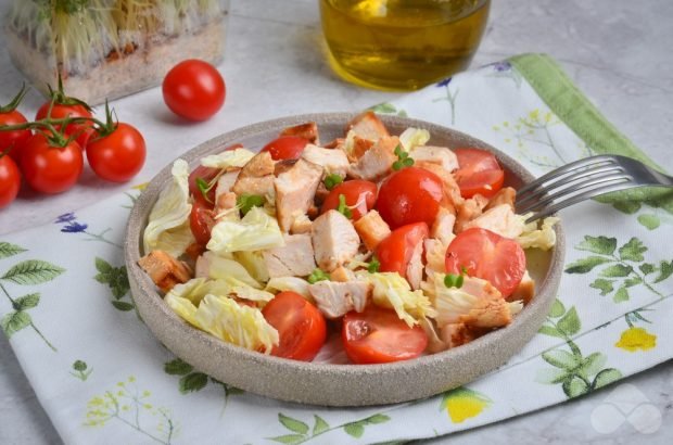 Salad of Peking cabbage, chicken and cherry tomatoes – a simple and delicious recipe with photos (step by step)