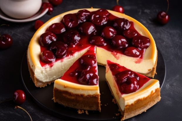 Cheesecake with cherries is a simple and delicious recipe, how to cook step by step