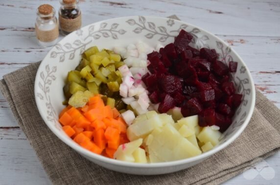 Vinaigrette with mayonnaise: photo of recipe preparation, step 2