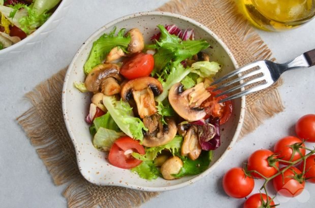 Cherry and mushroom salad – a simple and delicious recipe with photos (step by step)