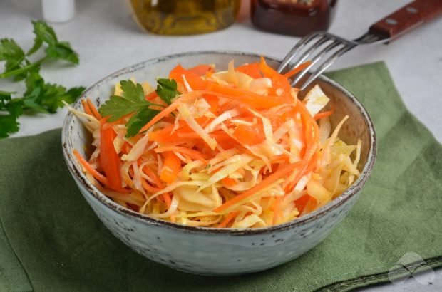 Cabbage salad with carrots and bell pepper – a simple and delicious recipe with photos (step by step)