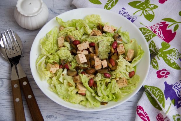 Salad with tofu, mushrooms and Peking cabbage – a simple and delicious recipe with photos (step by step)