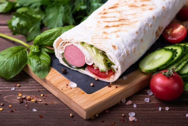 Hot dog in lavash is a simple and delicious recipe, how to cook step by step