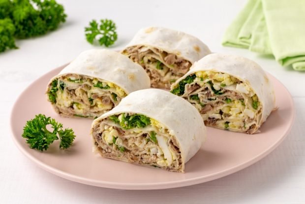 Lavash roll with tuna and eggs is a simple and delicious recipe how to cook step by step