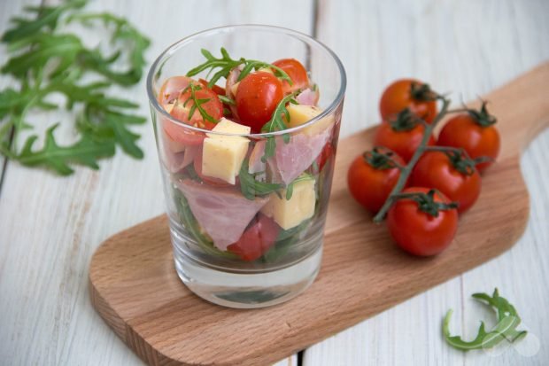 Cocktail salad with ham and cherry – a simple and delicious recipe with photos (step by step)