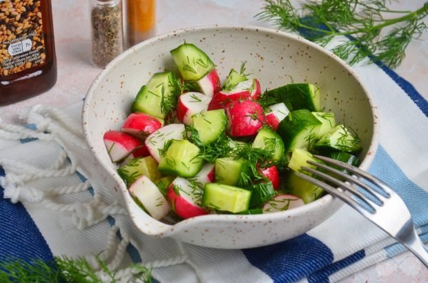 Vitamin salad with radishes and cucumbers – a simple and delicious recipe with photos (step-by-step)