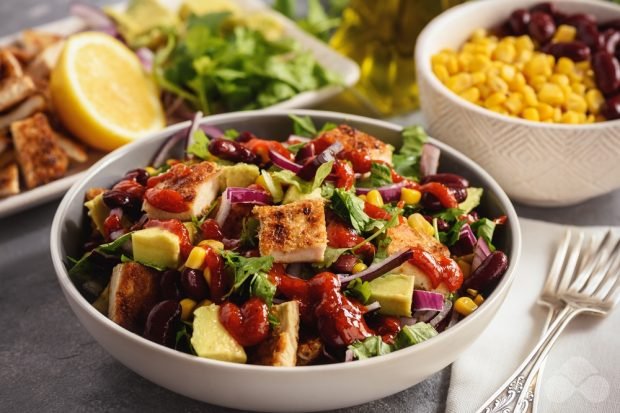 Salad with chicken, red beans and corn – a simple and delicious recipe with photos (step by step)