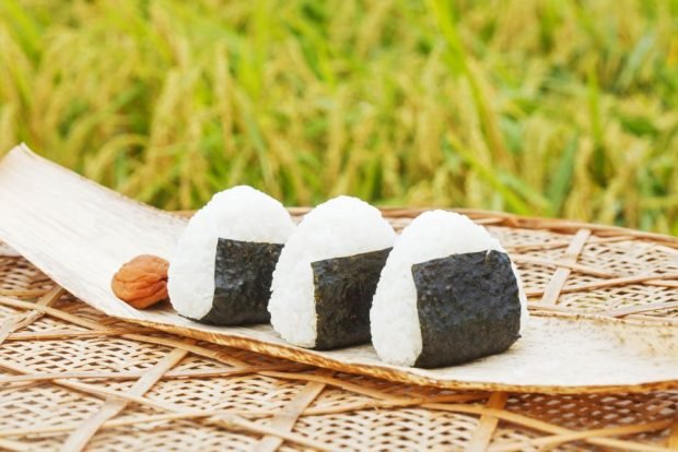 Onigiri with mushrooms