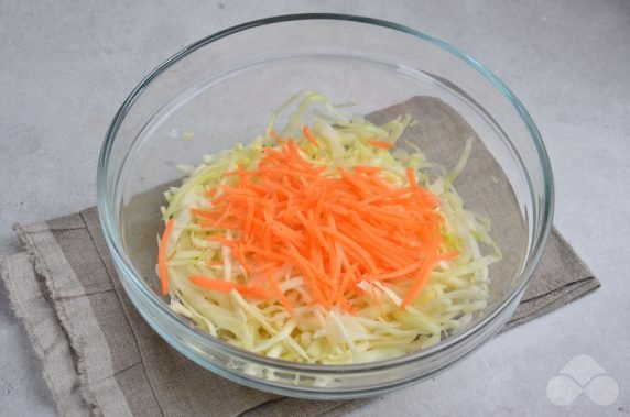 Cabbage and carrot salad with mayonnaise: photo of recipe preparation, step 3