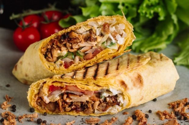 Shawarma with chicken, ground beef and fresh vegetables – a simple and delicious recipe, how to cook step by step