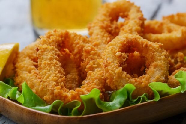 Deep–fried squid rings are a simple and delicious recipe for cooking step by step