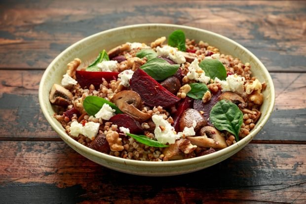 Salad with buckwheat, beetroot and mushrooms – a simple and delicious recipe, how to cook step by step