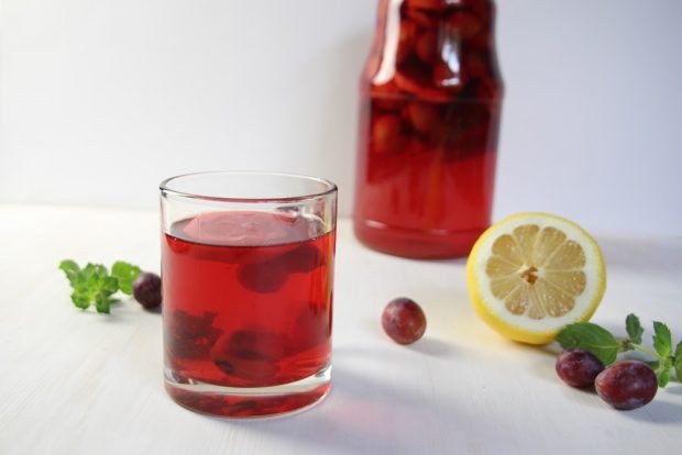 Compote of red cherry plum