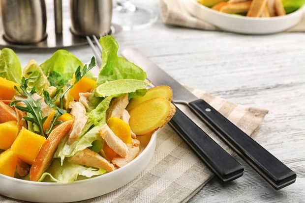 Salad with sweet potatoes, pumpkin and smoked chicken – a simple and delicious recipe, how to cook step by step