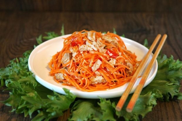 Chicken, bell pepper and Korean carrot salad – a simple and delicious recipe, how to cook step by step