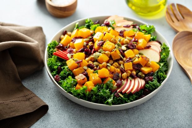 Salad with chickpeas, pumpkin and apple – a simple and delicious recipe, how to cook step by step