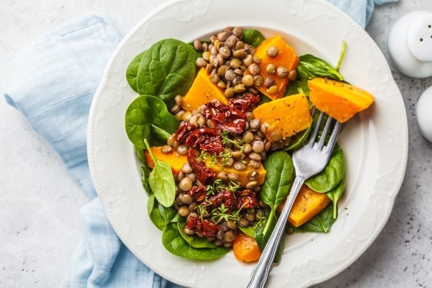 Salad with pumpkin and lentils – a simple and delicious recipe, how to cook step by step