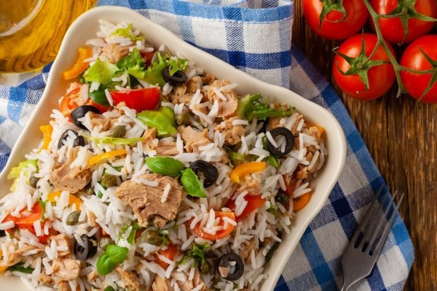 Salad with rice, tuna and olives – a simple and delicious recipe, how to cook step by step