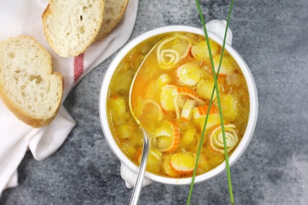 Vegetable soup with crab sticks – a simple and delicious recipe, how to cook step by step