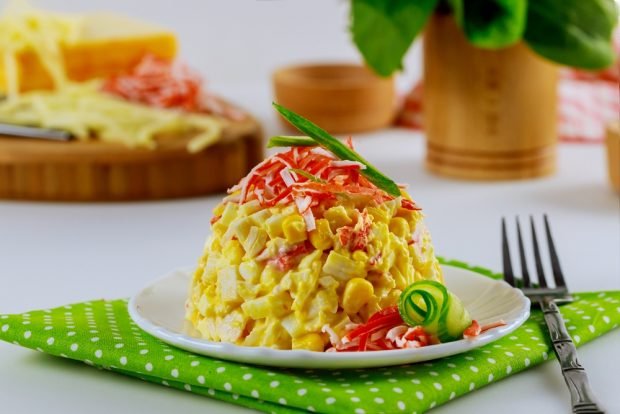 Crab salad with turmeric is a simple and delicious recipe how to cook step by step