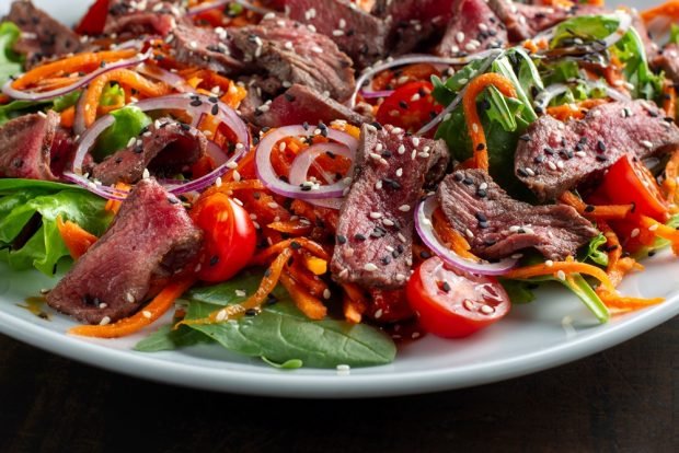 Salad with beef and Korean carrots – a simple and delicious recipe, how to cook step by step