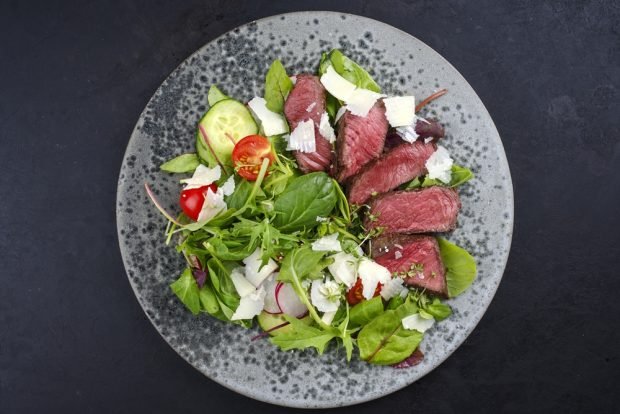 Salad with beef and parmesan – a simple and delicious recipe, how to cook step by step