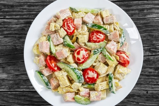 Salad with omelet and ham – a simple and delicious recipe, how to cook step by step