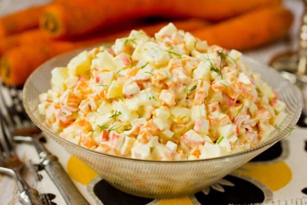 Salad with crab sticks and carrots