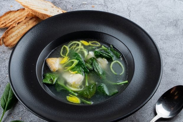 Fish soup with spinach 