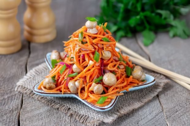 Salad of Korean carrots and pickled mushrooms – a simple and delicious recipe, how to cook step by step