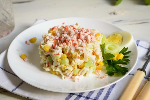 Quick crab salad with celery – a simple and delicious recipe, how to cook step by step