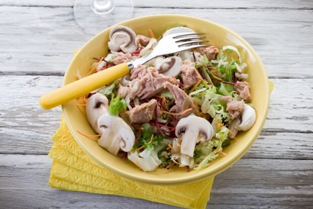 Salad with tuna and mushrooms – a simple and delicious recipe, how to cook step by step