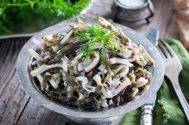 Salad with squid, seaweed and pickled onions – a simple and delicious recipe, how to cook step by step