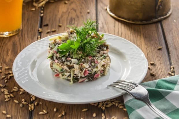 Seaweed salad with eggs, crab sticks and cucumber – a simple and delicious recipe, how to cook step by step