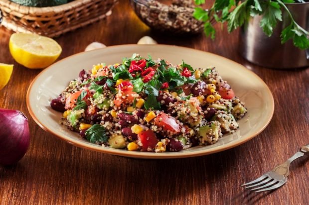 Salad with quinoa, red beans, avocado and hot pepper – a simple and delicious recipe, how to cook step by step