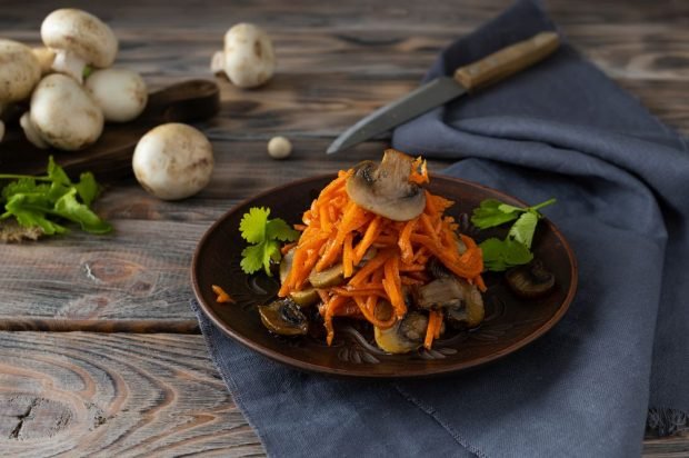 Korean carrots with fried mushrooms – a simple and delicious recipe, how to cook step by step