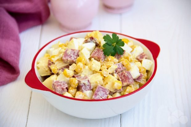 Salad with smoked sausage and eggs – a simple and delicious recipe with photos (step by step)