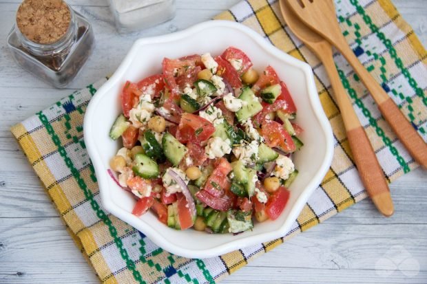 Salad with chickpeas, vegetables and feta – a simple and delicious recipe with photos (step by step)