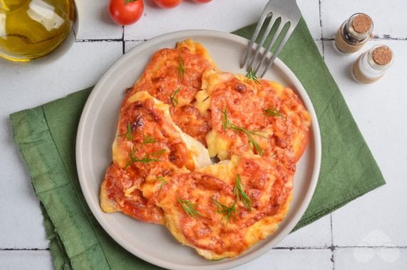 Chicken chops with tomatoes and cheese in the oven: photo of recipe preparation, step 5