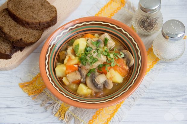 Vegetable stew with pork and mushrooms – a simple and delicious recipe with photos (step by step)