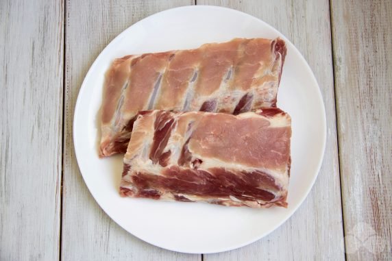 Pork ribs in honey mustard sauce in the oven: photo of recipe preparation, step 1