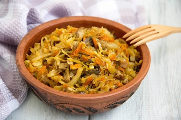 Stewed cabbage with dried mushrooms – a simple and delicious recipe with photos (step by step)