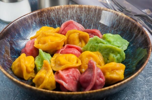 Multicolored dumplings with minced chicken – a simple and delicious recipe, how to cook step by step