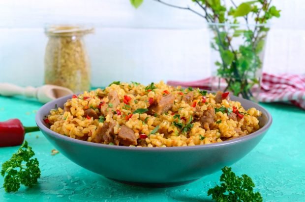 Bulgur with turkey and vegetables in a slow cooker is a simple and delicious recipe, how to cook step by step