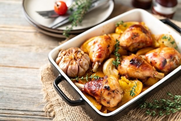 Chicken legs with potatoes and oranges in the oven – a simple and delicious recipe how to cook step by step