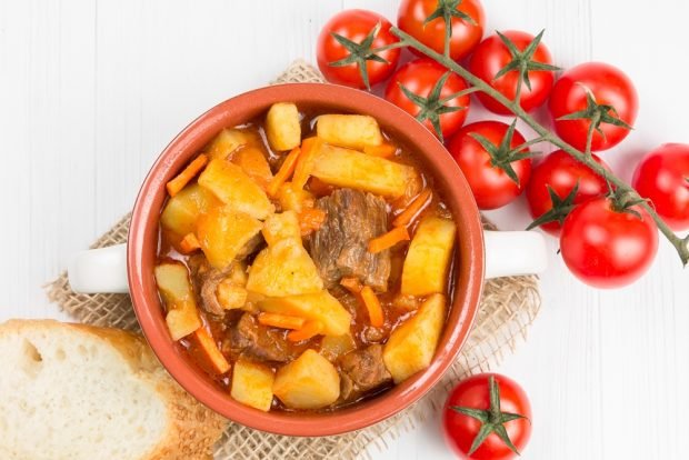 Potatoes with beef in tomato pots – a simple and delicious recipe, how to cook step by step